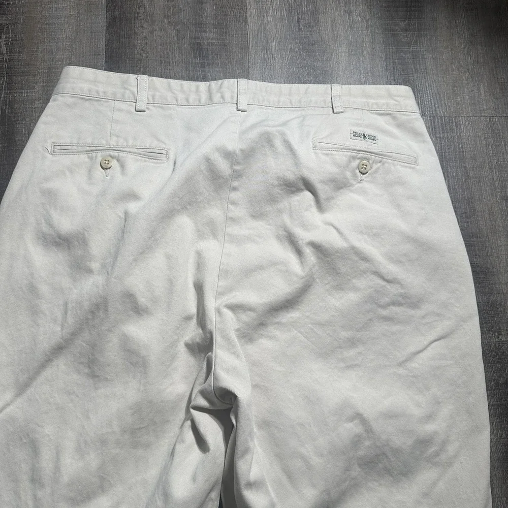 Polo Ralph Lauren‎ Pants Mens 36x30 Beige Chino Pleated Front Cotton Casual